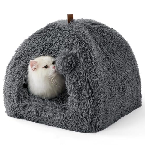 Bedsure Dark Grey Cat Cave Bed With Removable Cushion