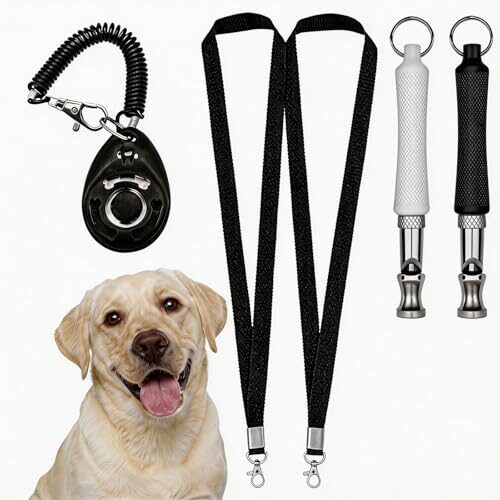 Foverin 3-Piece Dog Training Whistle and Clicker Set