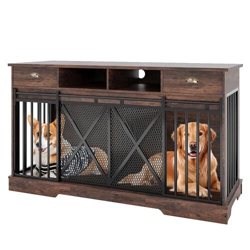 Heavy Duty Dog Crate Console Table for Two Dogs