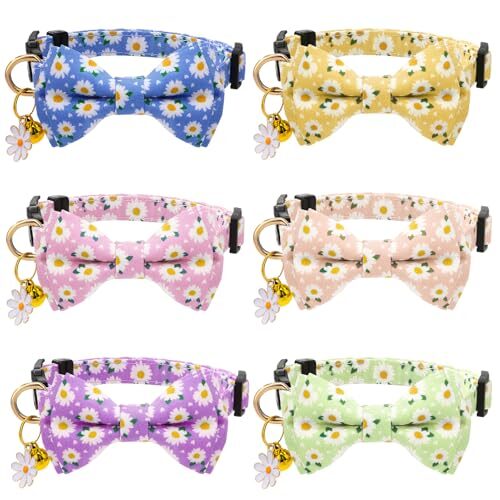 GSrenyu Adjustable Floral Cat Collars With Bells