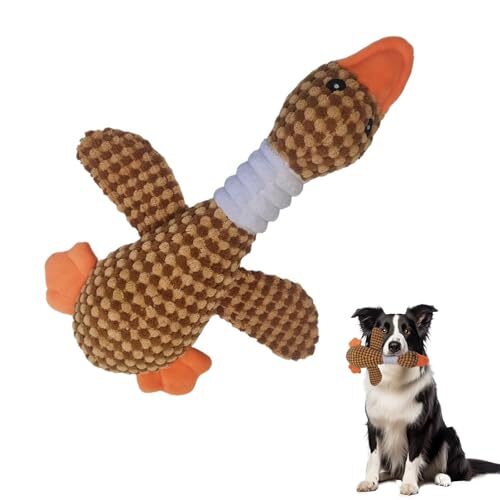 Filoeex Brown Plush Goose Dog Squeak Toy