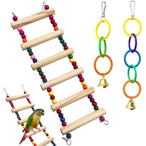 Interactive Bird Toy Set Of 3 With 6-Rung Ladder