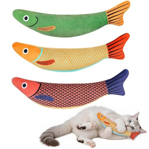Bestwist Interactive Fish Catnip Toy 3 Pack for Cats