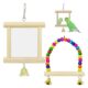 Wooden Mirror And Swing Set For Birds