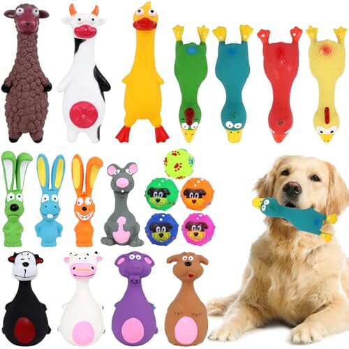 Msyu Dog Squeak Toys 20-Pack Assorted Animals