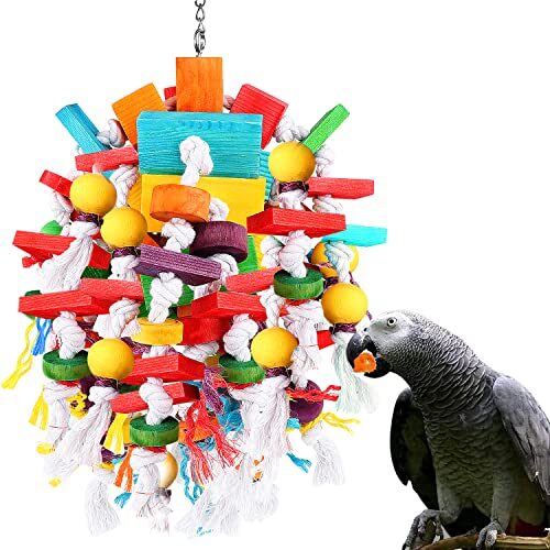 Jijizhazha Wooden Parrot Chew Toy Multicolour