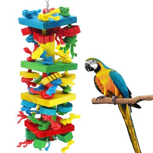 Natural Wooden Chew Toy for Parrots