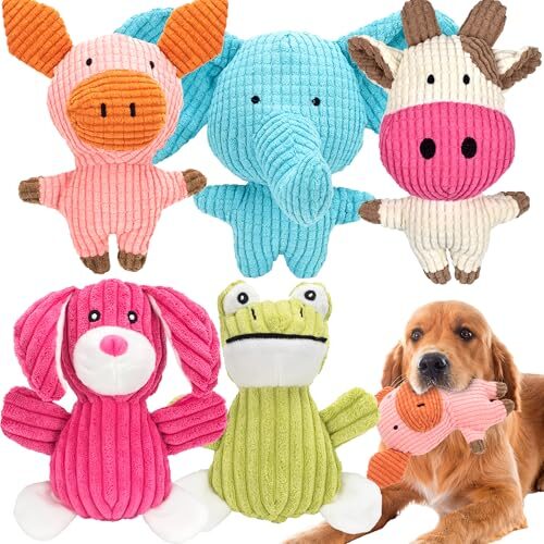Ousiya Squeaky Plush Dog Toys 5 Pack