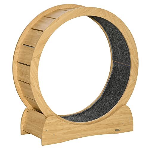 PawHut Wooden Cat Exercise Wheel With Brake