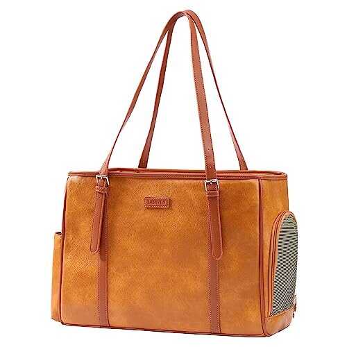 Lasaviin Leather Dog Carrier for Small Dogs and Cats