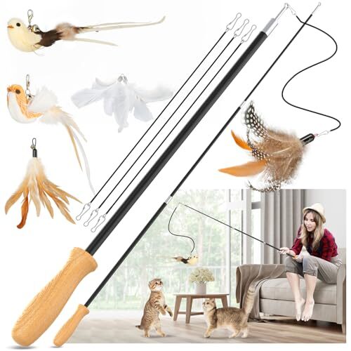 ROSAUI Interactive Cat Toy with Extendable Wands