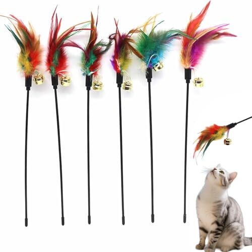 Interactive Feather Cat Toy Set of 6 for Cats