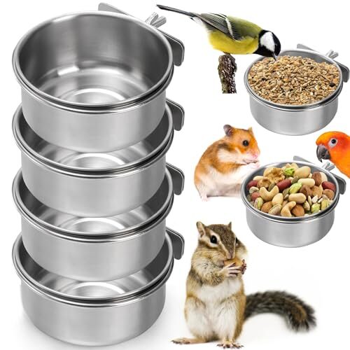 Okllen Stainless Steel Bird Food Bowls for Small Animals