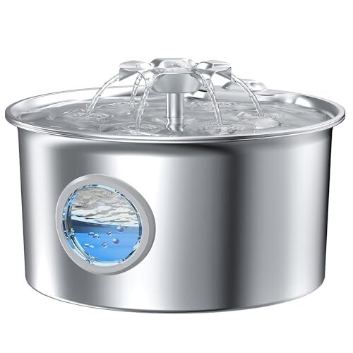 Stainless Steel Cat Fountain With Visible Level Window