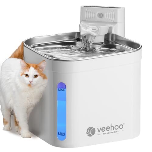 Veehoo Wireless Cat & Dog Fountain with Stainless Steel Tray