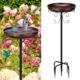 Yepper Antique Bronze Metal Bird Bath For Garden