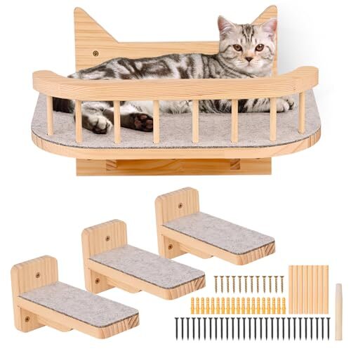 Wall Mounted Cat Hammock with Steps and Shelves