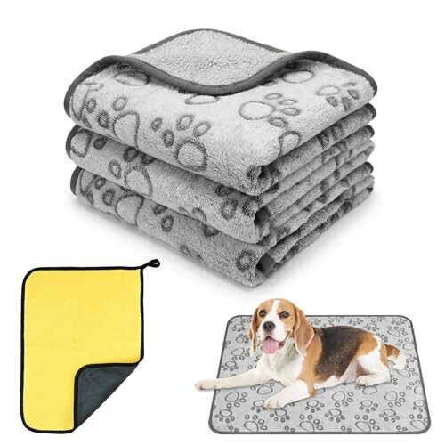 3 Pack Dog Blankets with Absorbent Towel for Small Dogs
